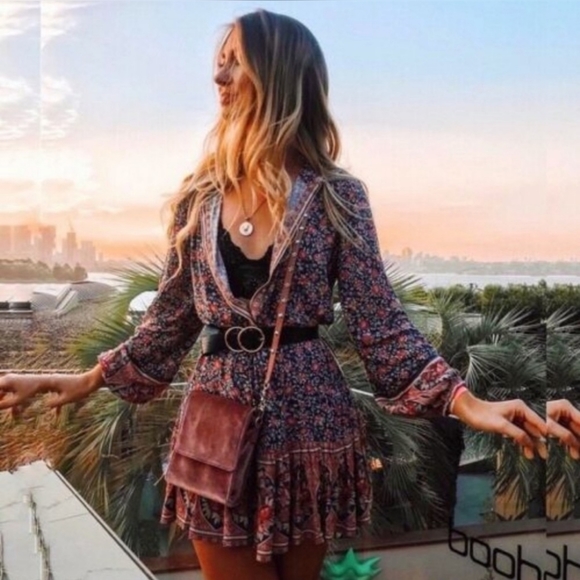 💕SPELL & THE GYPSY COLLECTIVE💕 Jasmine Playdress ~ Navy Blue Floral Small S - Picture 4 of 11